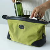 Leather-Nylon Travel Wash Bag