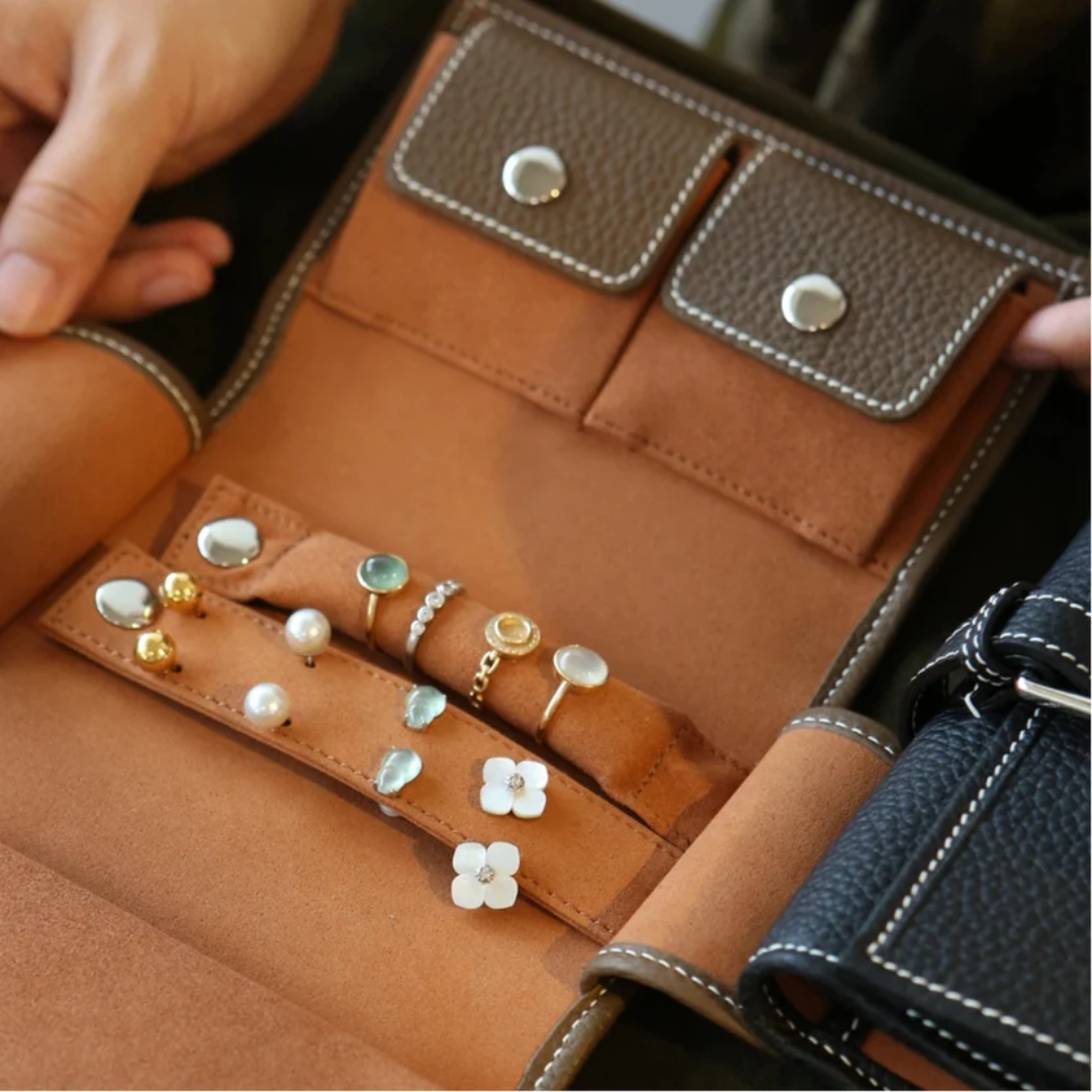 Leather Roll-Up Jewellery Organiser