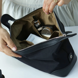 Leather-Nylon Travel Wash Bag