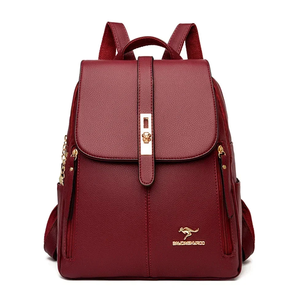 Large Capacity Leather Backpack