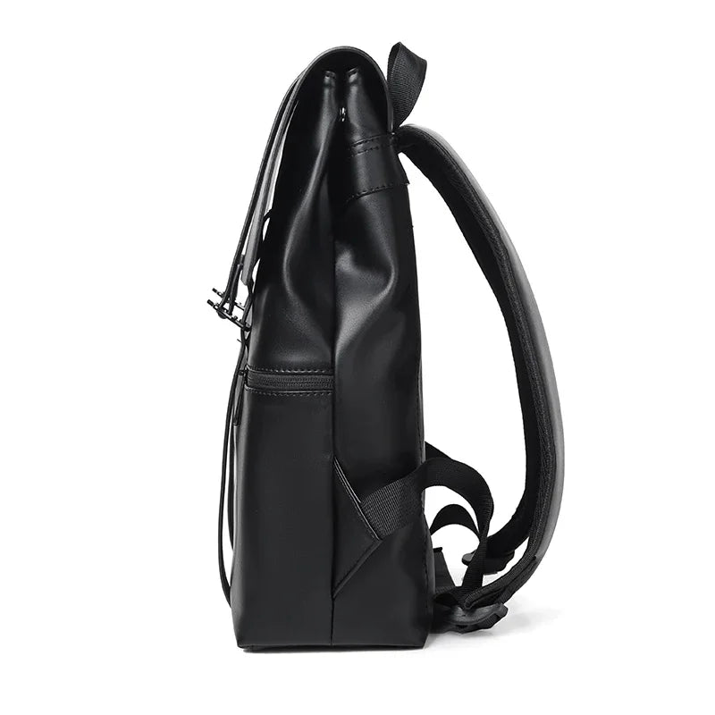 Men’s Black Leather Laptop Backpack