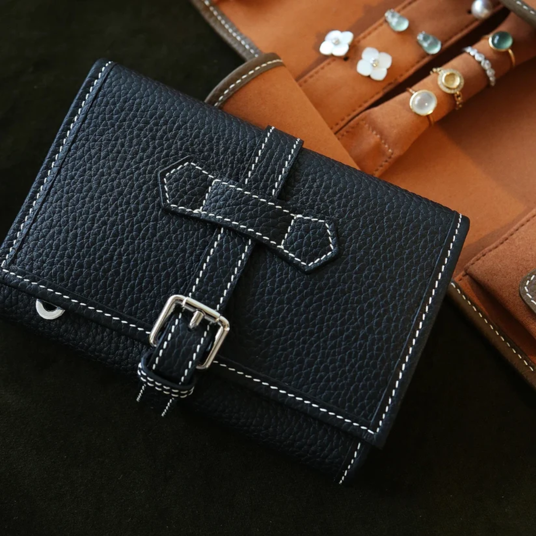 Leather Roll-Up Jewellery Organiser