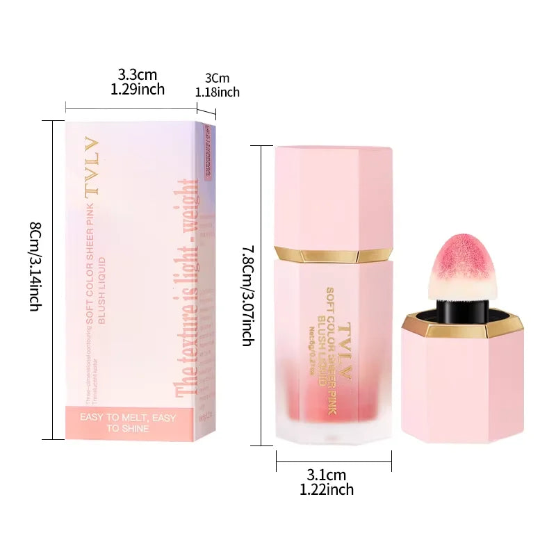 3-Color Matte Liquid Blush with Sponge
