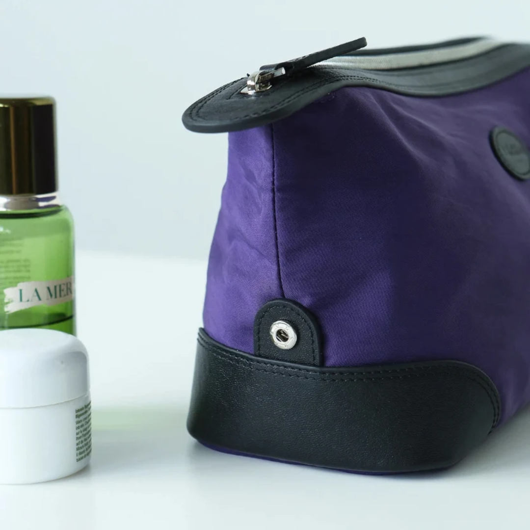 Leather-Nylon Travel Wash Bag