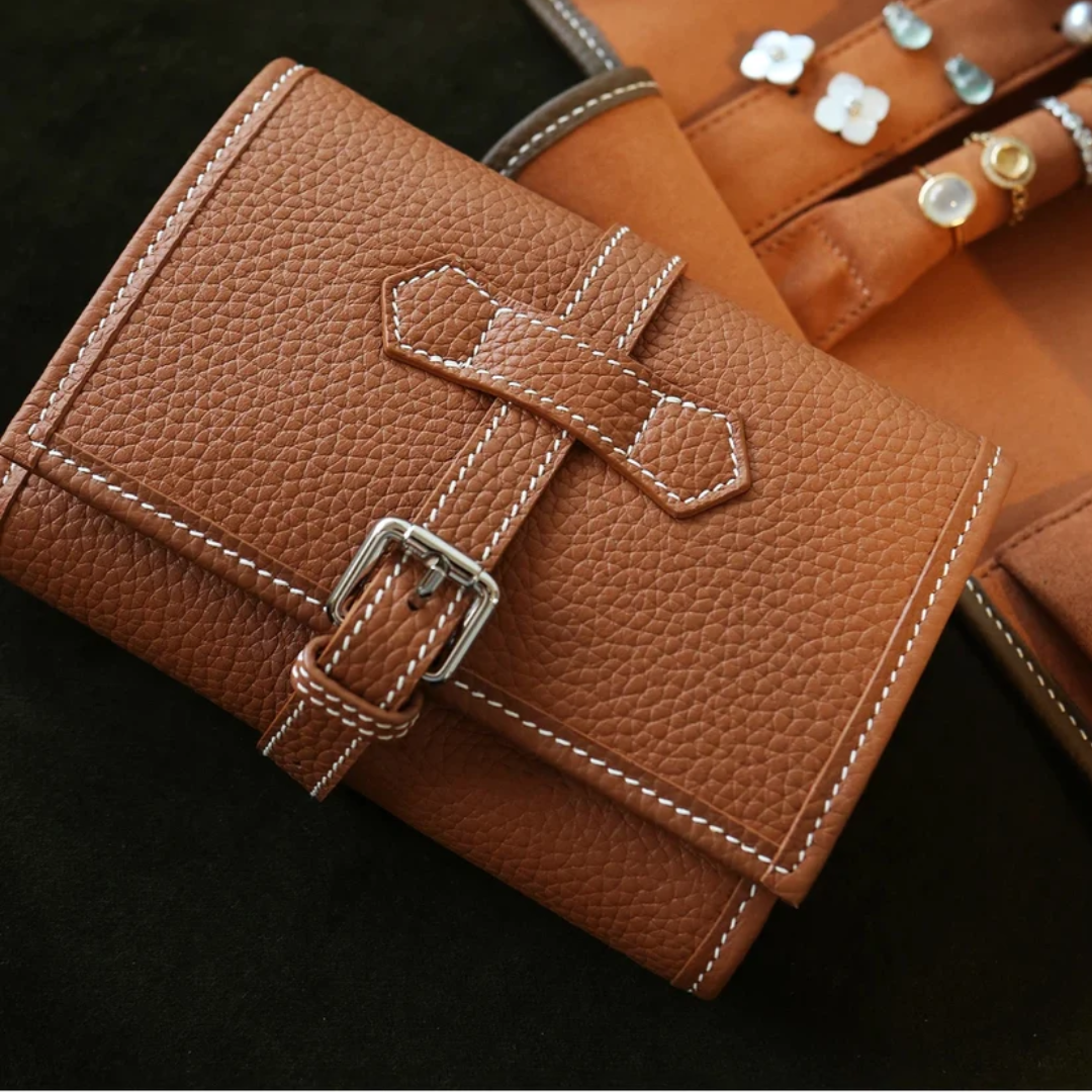 Leather Roll-Up Jewellery Organiser