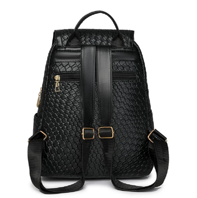 Women’s Woven Leather Backpack