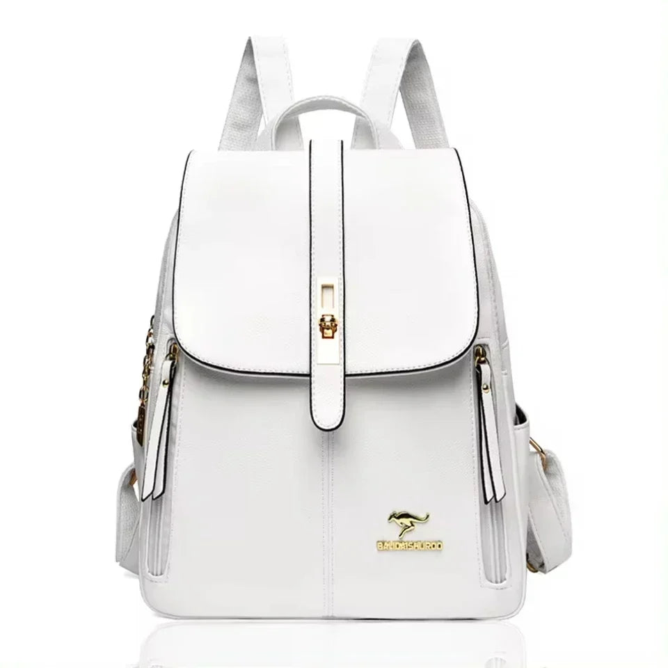 Large Capacity Leather Backpack